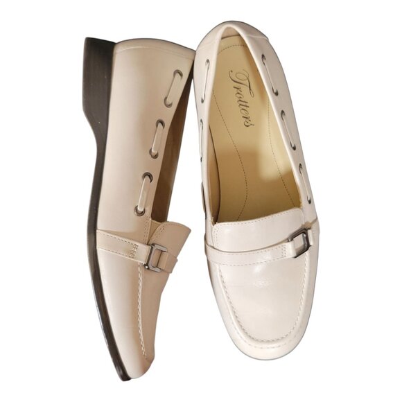 Trotters Women's Loafers Cream Leather Slip On Comfort Shoes Made in Brazil - Picture 3 of 9